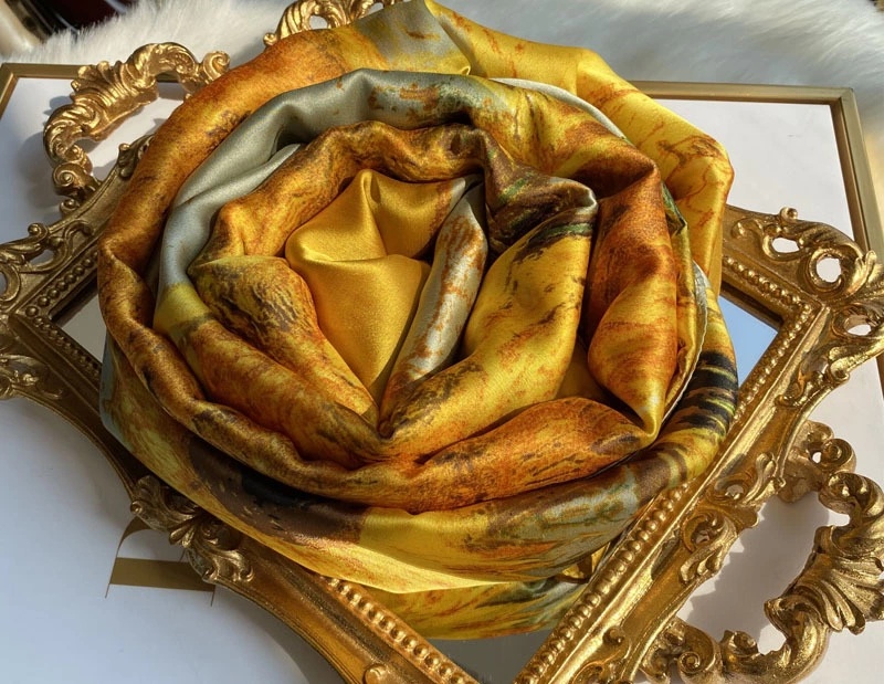 New silk satin 90*180 silk hand feel long scarf, beach scarf, headscarf and scarf can be used all year round details Picture