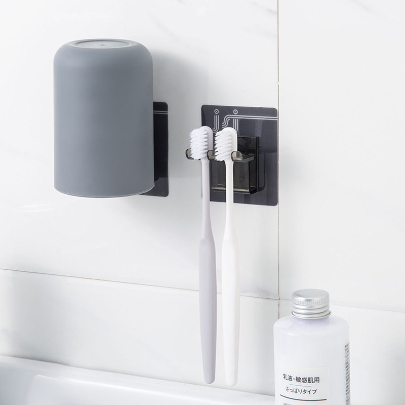 35823 Toothbrush Stand with invisible stickers, Washbasin Set, Simple Toothbrush Stand, Bathroom storage, Mouthwash Cup Set, Toothbrush Storage stand Specification image