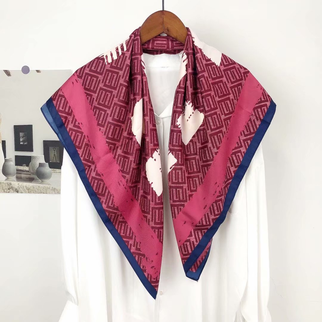 Twill silk 90*90 square scarf, real silk hand feel, silk scarf, scarf, bag towel, hair band, suitable for all seasons