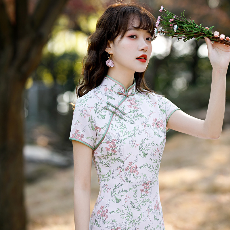 Bei Zhiyun 202 spring and summer new long art cheongsam dress in the Republic of China self-cultivation improved cheongsam young