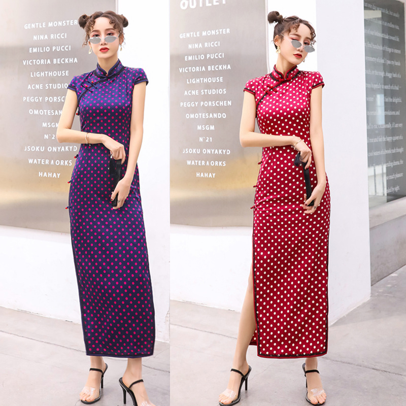 Ai Q 'Q Embroidery fashion improvement young girls traditional silk long cheongsam 202 Spring new silk cheongsam