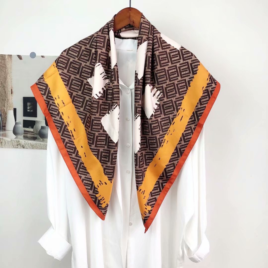 Twill silk 90*90 square scarf, real silk hand feel, silk scarf, scarf, bag towel, hair band, suitable for all seasons details Picture