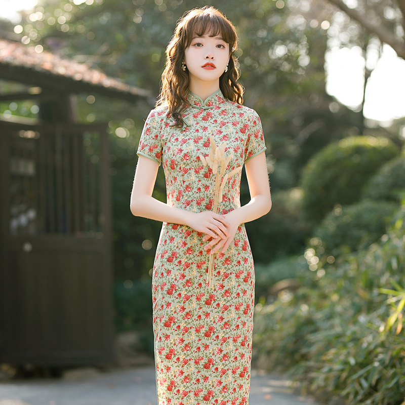 202 Spring and summer new products improved cheongsam sexy little fresh printing national dress daily fashion girl cheongsam