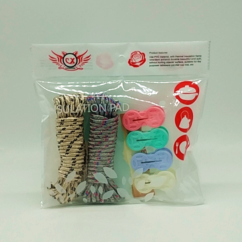 Sunshine Department Store bagged 5-meter rope 4pc colored plastic clothes drying clamp, windproof, durable and multi-functional clamp details Picture