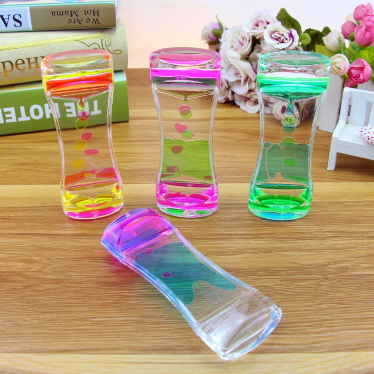 Acrylic plastic double-center oil drip hourglass windmill oil drip with rotating turbine timer liquid supply oil drain Specification drawing