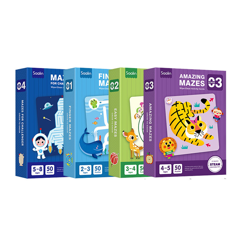 saalin Age-appropriate advanced Thinking Maze Training cards can be repeatedly erased and written as children's concentration intelligence toys full figure