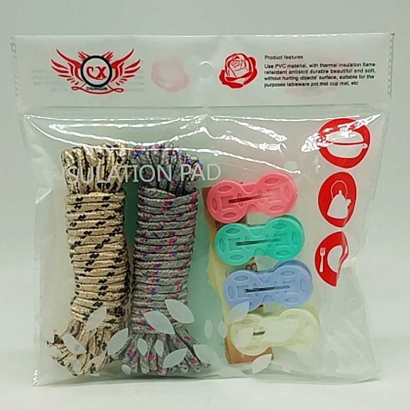 Sunshine Department Store bagged 5-meter rope 4pc colored plastic clothes drying clamp, windproof, durable and multi-functional clamp