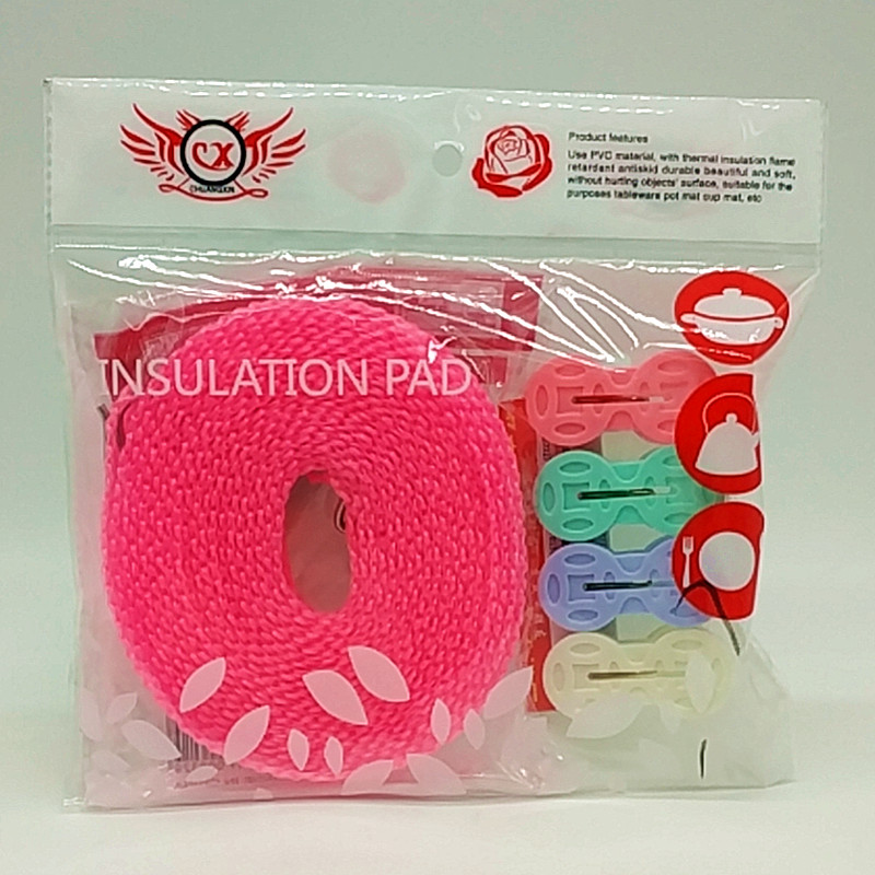 Sunshine Department Store bagged 5-meter windproof and anti-slip clothes drying rope 4pc thickened, durable and multi-functional clothes drying clips