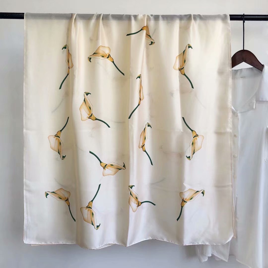 Scarf Silk scarf Beach towel shawl long scarf one-piece hair generation brocade 90*180 Korean satin new silk satin real silk sense long scarf scarf