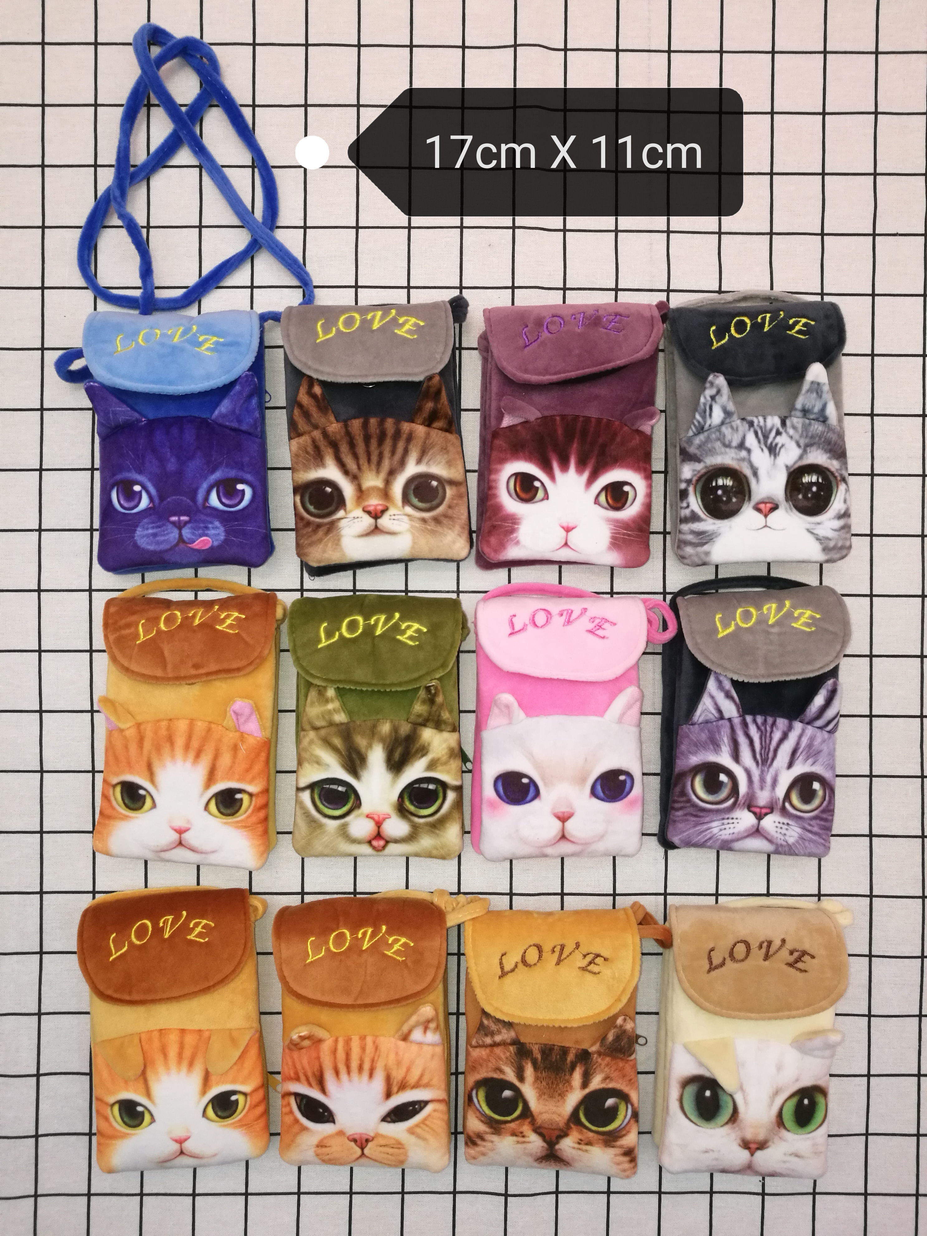 儿童包；手机包；毛绒小挎包；喵星人手机包；猫咪狗狗小挎包