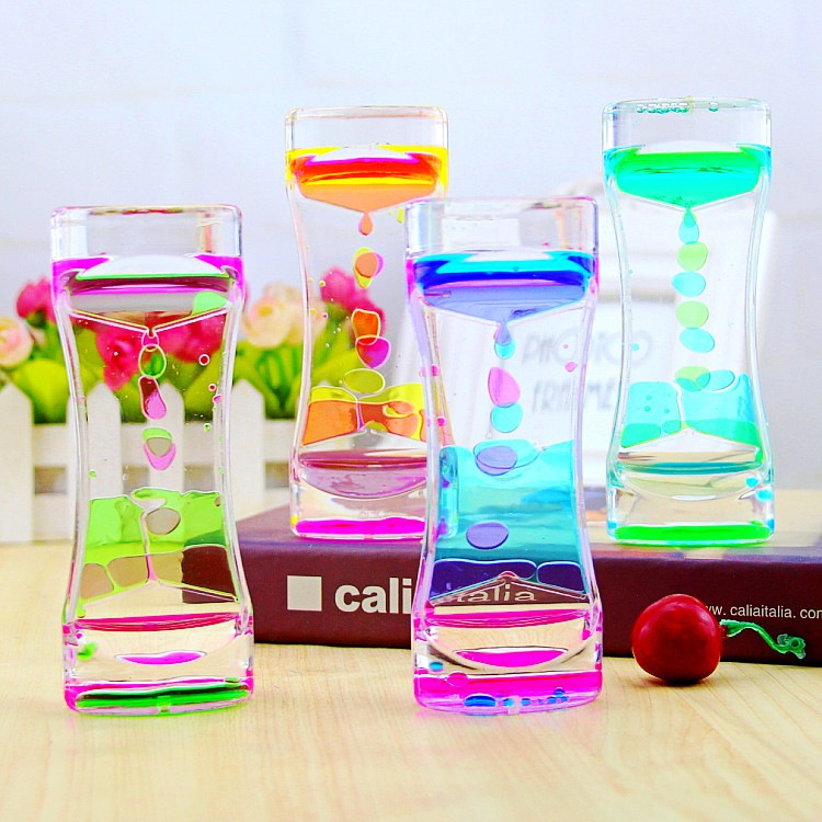 Acrylic plastic double-center oil drip hourglass windmill oil drip with rotating turbine timer liquid supply oil drain full figure