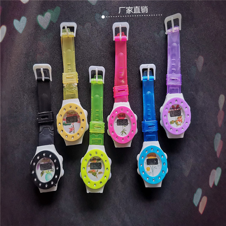 New children's cartoon round plastic electronic watches in the store, wechat business traffic diversion, transparent watches, factory direct sales full figure