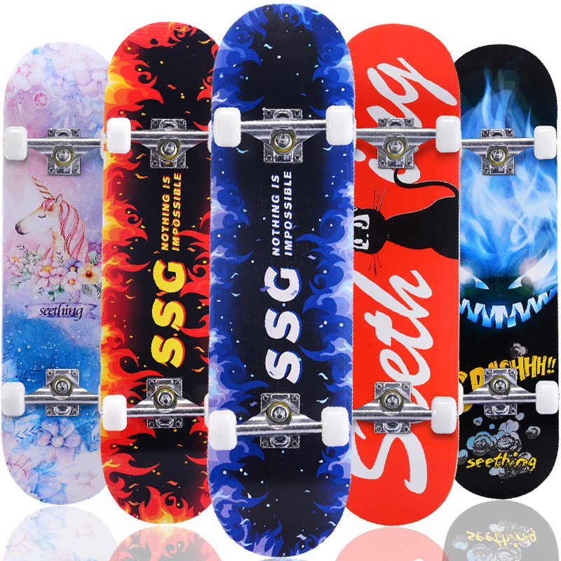 31-inch adult road skateboard, maple four-wheel beginner, double upboard, 3108 concave skateboard Specification drawing