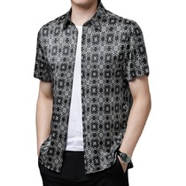 202 Summer new short-sleeved shirt Men's casual thin shirt middle-aged casual shirt a hair replacement