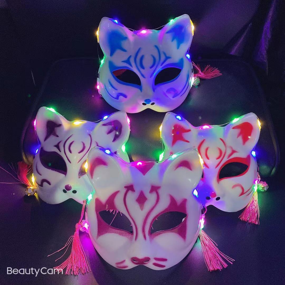The new cat-face glowing mask, female fox mask, full-face ancient-style mask cosplay mask is selling well details Picture