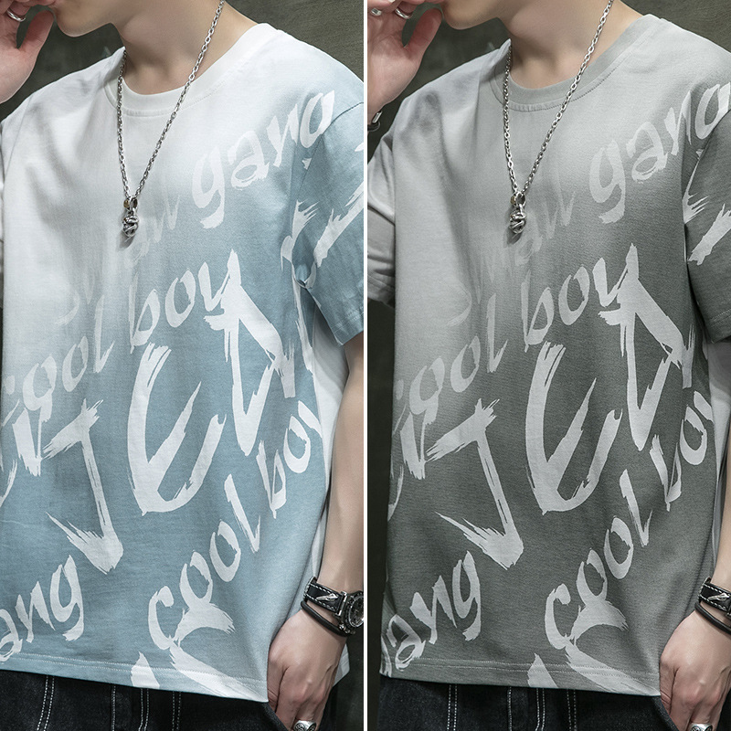 202 New men's short sleeve T shirt summer trend Loose fashion summer jacket men's hair