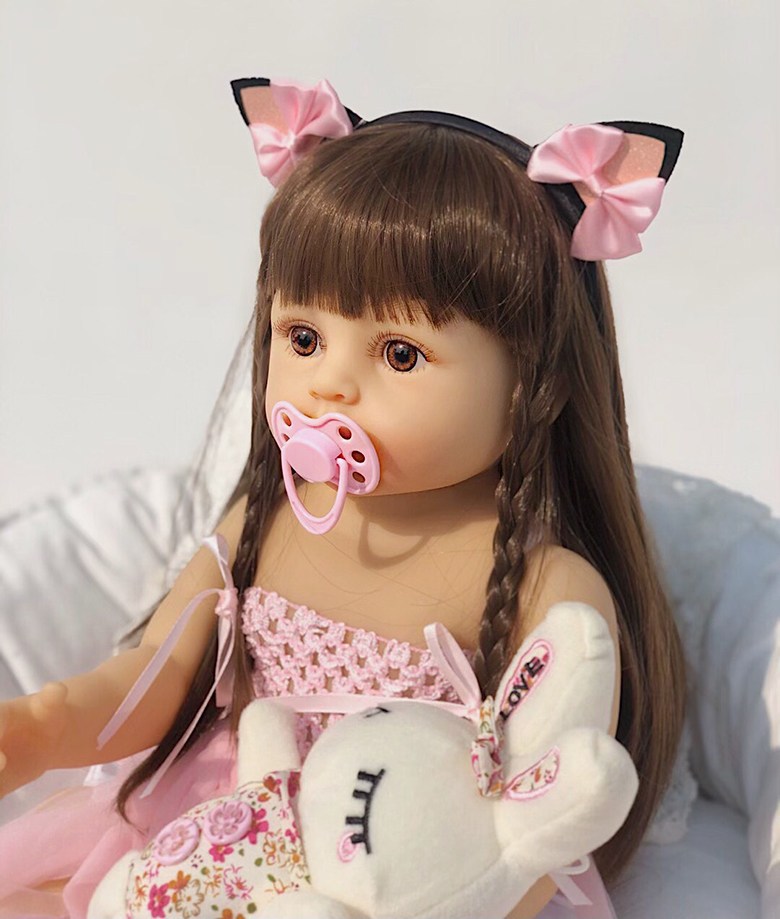 55cm simulation doll Rebirth Doll Silicone 3D eyes all-silicone girl Eye-opening Girl cross-border bestseller Specification drawing