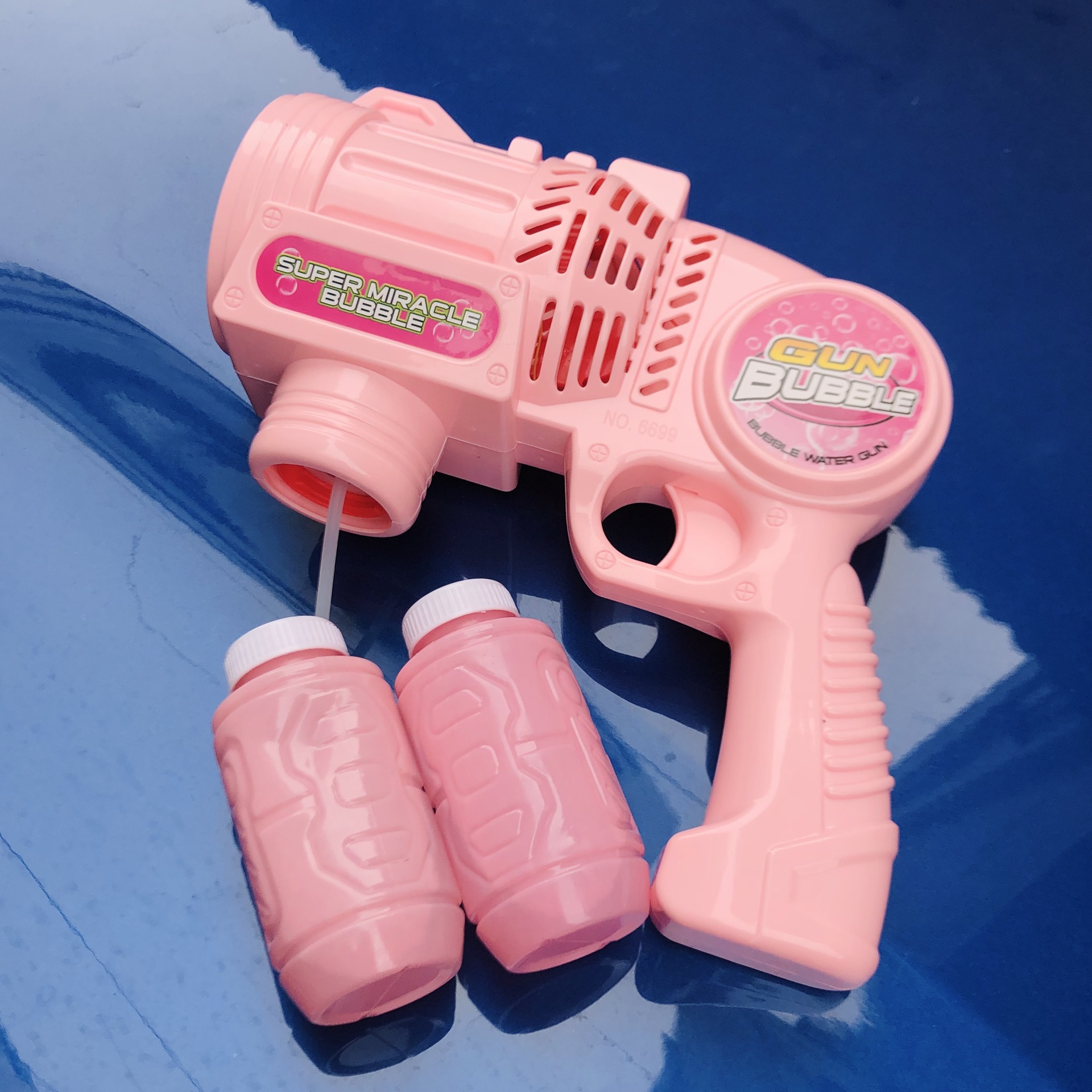 New best-selling black bubble gun, six-hole continuous bubble blowing machine, children's street stall wholesale toys Specification drawing