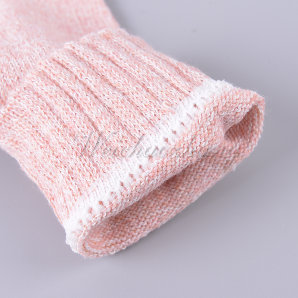 Solid color striped fresh and elegant accessory women's warm rabbit wool mid-calf women's socks 2021 new style available in multiple colors Item Picture
