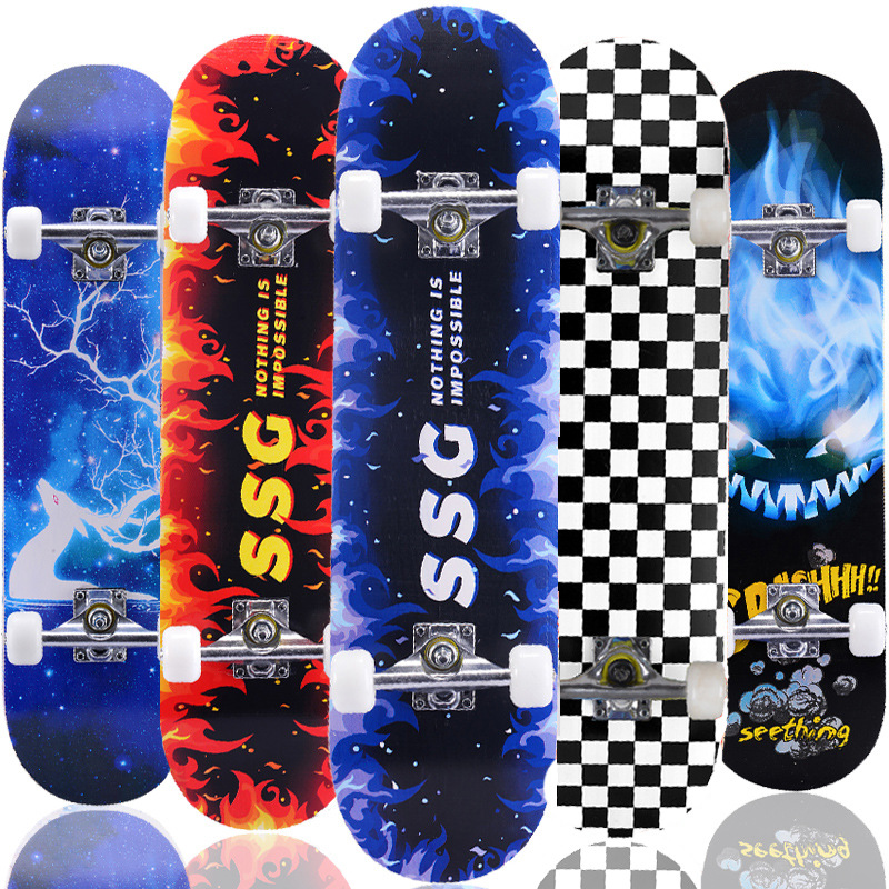 31-inch adult road skateboard, maple four-wheel beginner, double upboard, 3108 concave skateboard full figure
