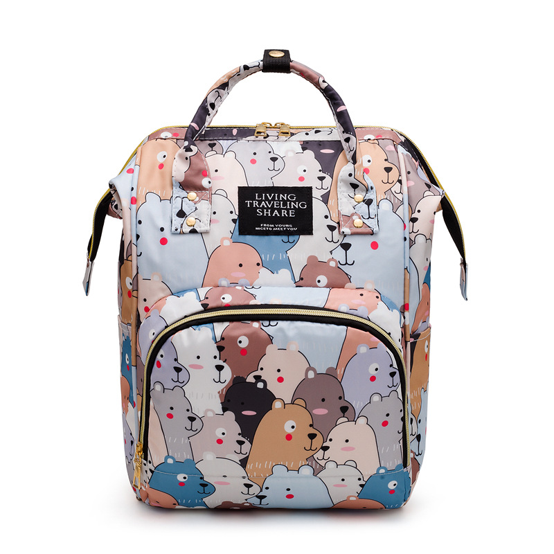Cartoon baby bag Large capacity portable mommy bag bottle bag Go out shoulder anti-splash bottle diaper bag
