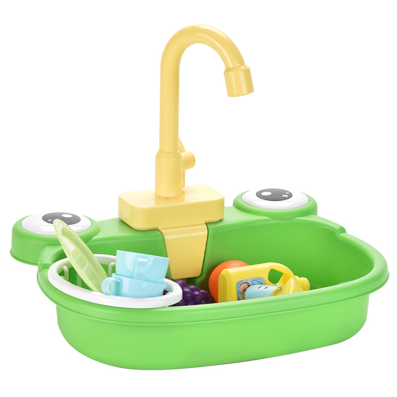 Children's role-playing simulation dishwasher toy, early education simulation electric vegetable washing table, reusable dish basin set Item Picture