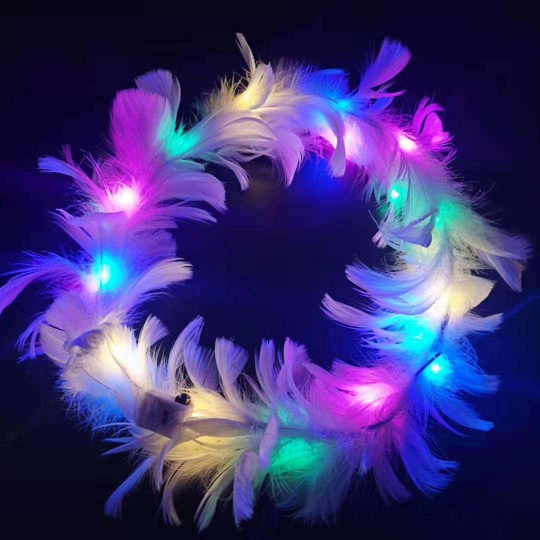 New luminous angel feather headwear, fairy goose feather flower, global travel, scenic spots, bars, street stalls, small gift manufacturer details Picture
