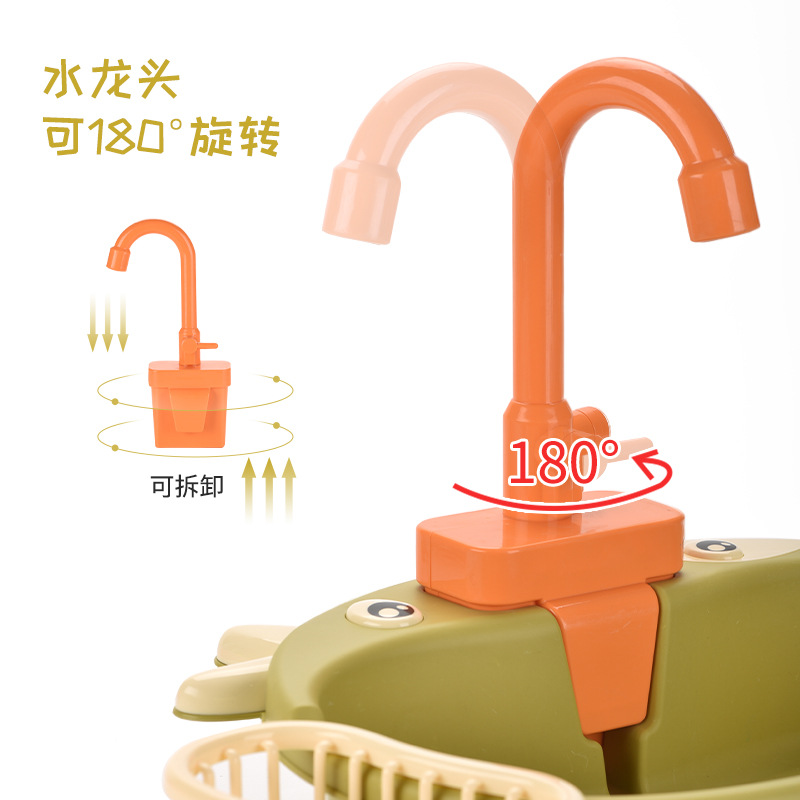 Cross-border children's house play, calf dishwashing basin, electric recyclable water outlet, kitchen simulation dishwasher, fruit set Specification drawing
