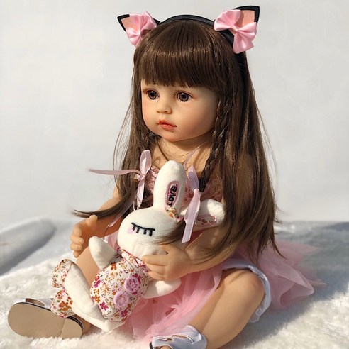 55cm simulation doll Rebirth Doll Silicone 3D eyes all-silicone girl Eye-opening Girl cross-border bestseller Item Picture