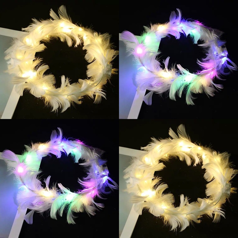 New luminous angel feather headwear, fairy goose feather flower, global travel, scenic spots, bars, street stalls, small gift manufacturer full figure