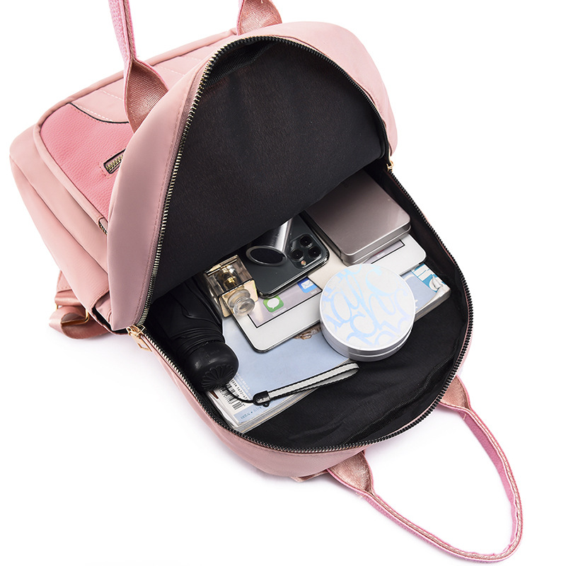 Nueva bolsa ligera mujer a prueba de agua versión coreana oxford mochila mujer moda simple color sólido patchwork mochila de viaje Specification image