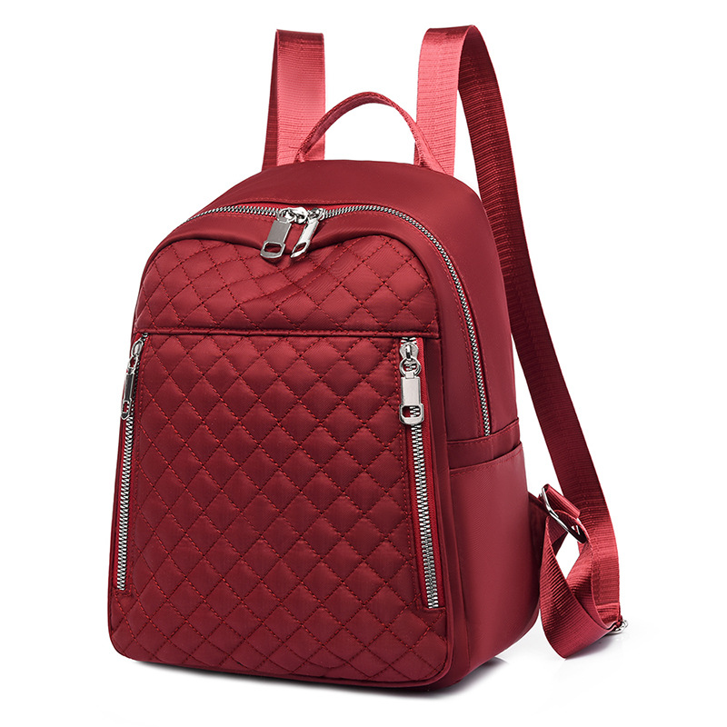 Ladies' Oxford cloth backpack, fashionable embroidered thread diamond pattern casual travel small backpack, new cross-border shopping backpack details Picture