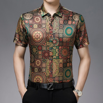 Spot summer new fashion men's casual short sleeve shirt 202 years of flower shirt men