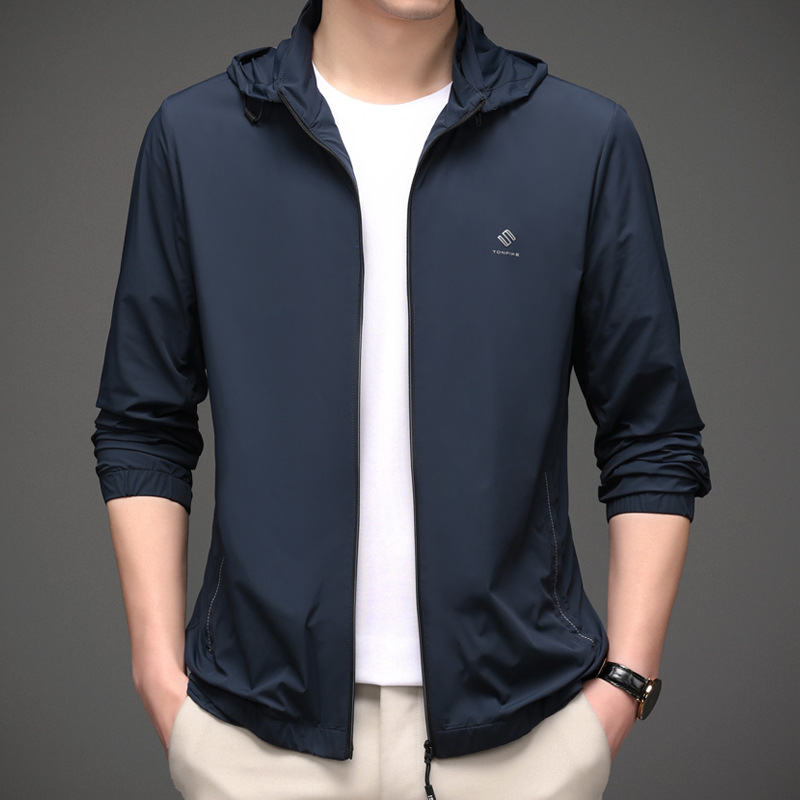 Sun protective clothing men's breathable summer thin ice silk Sun-protective clothing hooded jacket men's coat Fashionable men's outerwear