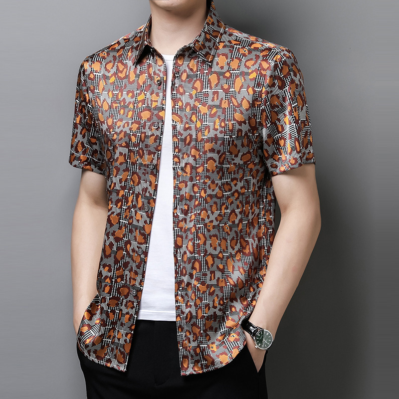 Summer shirt men's short sleeve shirt Korean version 202 new shirt middle-aged lapel shirt a generation