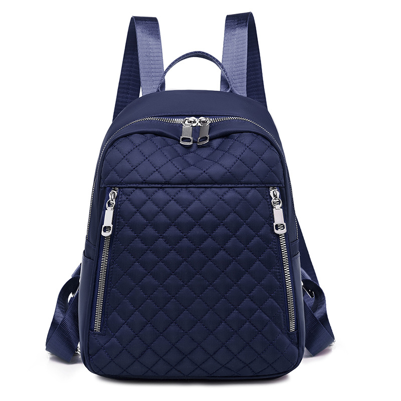 Ladies' Oxford cloth backpack, fashionable embroidered thread diamond pattern casual travel small backpack, new cross-border shopping backpack Specification image