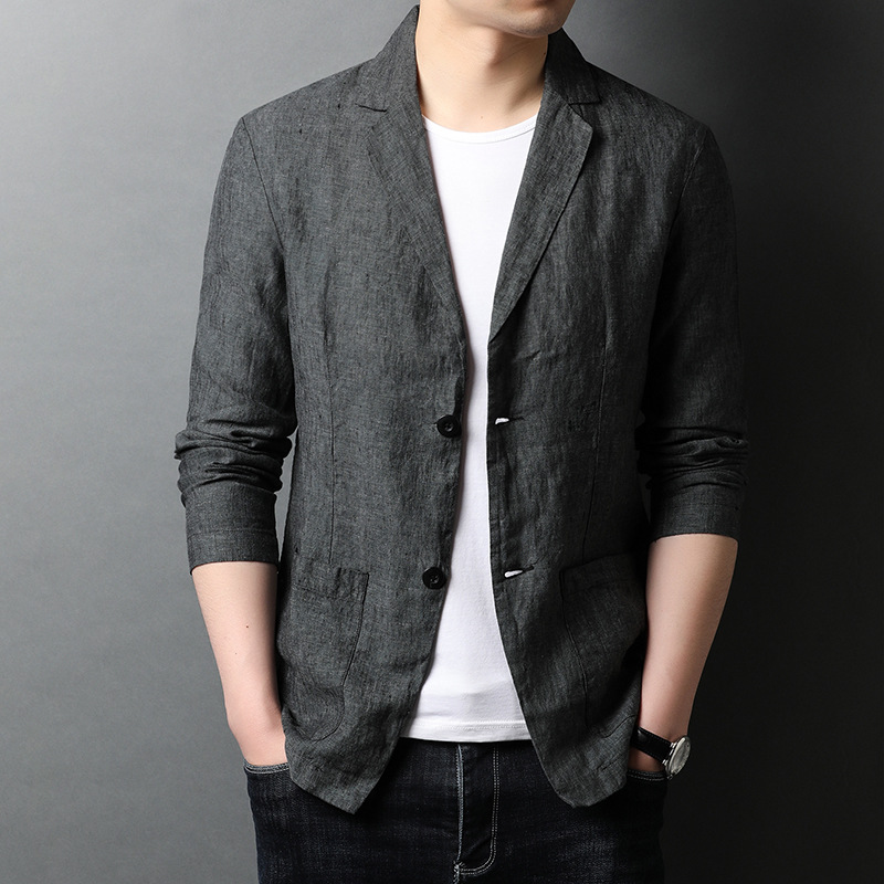 Spring 202 thin linen suit men's casual suit small business casual wear trend single western men's coat trend