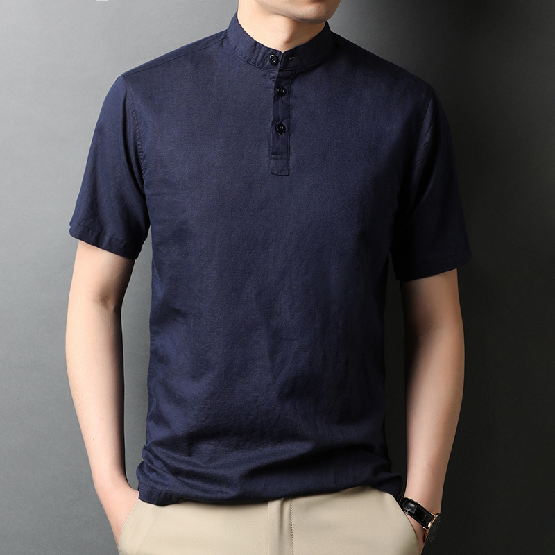 Summer new 202 thin breathable middle-aged men's T-shirt short sleeve T-shirt cotton and linen a P short sleeve T-shirt