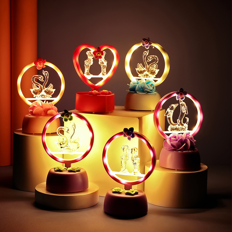 The new lighting fixtures and fill lights of the ins girls' heart are creative birthday gifts. The dormitory room is decorated with double swan star lights full figure