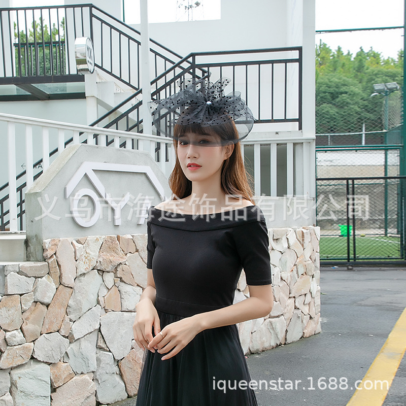 European and American horse racing festival headwear, afternoon tea hat, retro handcrafted flower, bride's wedding tulle headwear and hair accessory
