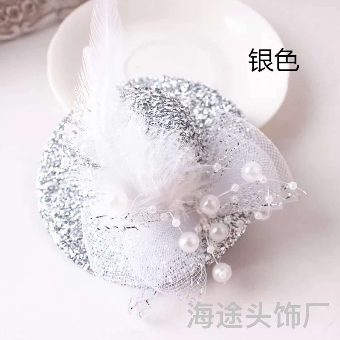 Halloween decoration cosplay masquerade ball props Festival sequined feather Western-style court-style top hat details Picture