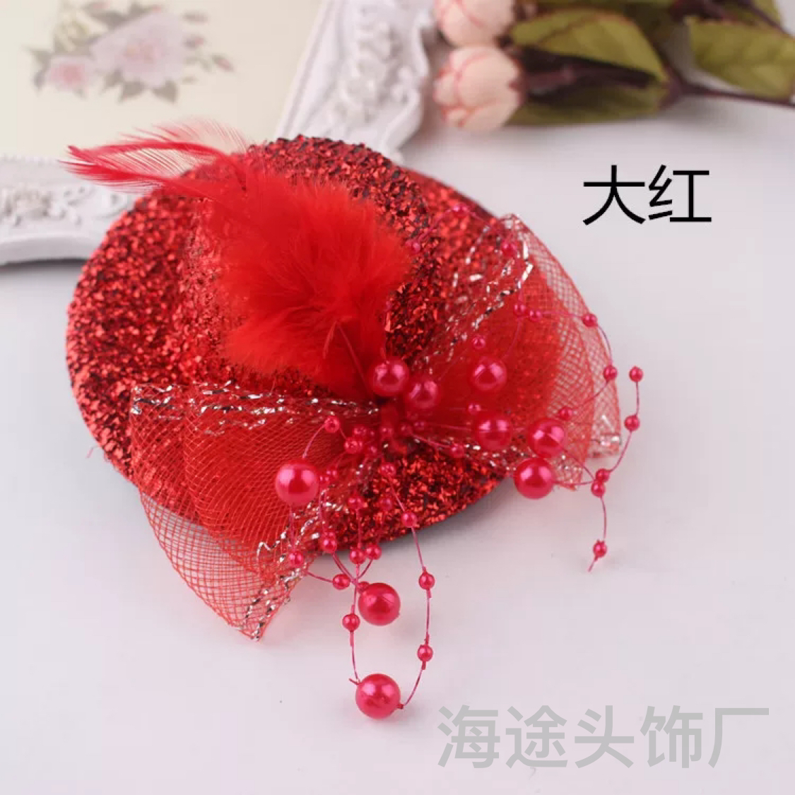 Halloween decoration cosplay masquerade ball props Festival sequined feather Western-style court-style top hat