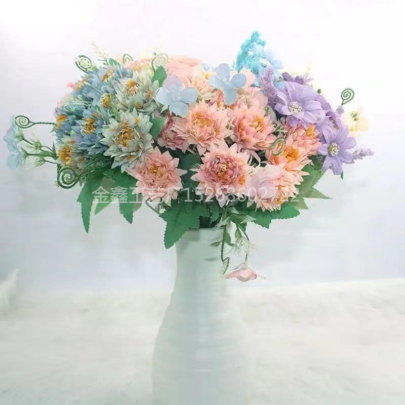 5叉韩式菊花非洲菊芍药牡丹大丽花餐桌客厅橱窗摆件影楼拍摄道具