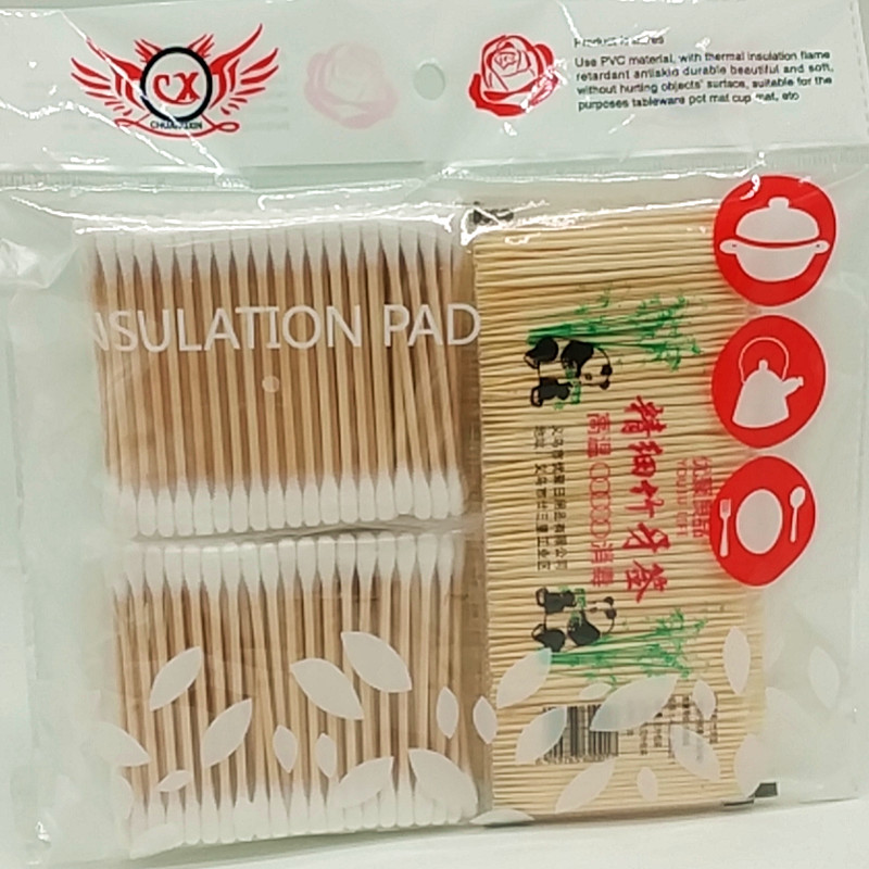 Sunshine Department Store bagged bamboo double-headed toothpicks bagged double-headed cotton swabs Sanitary cotton swabs Item Picture