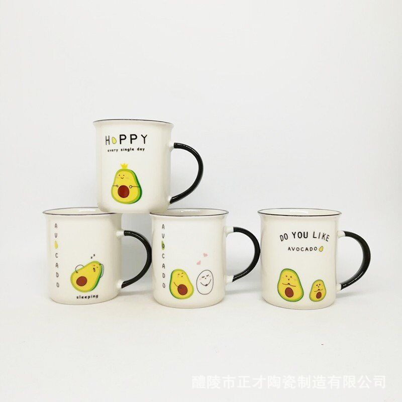 Wholesale of enamel-like ceramic cups, letter cups, avocado cups, and customizable cartoon cups and water cups details Picture