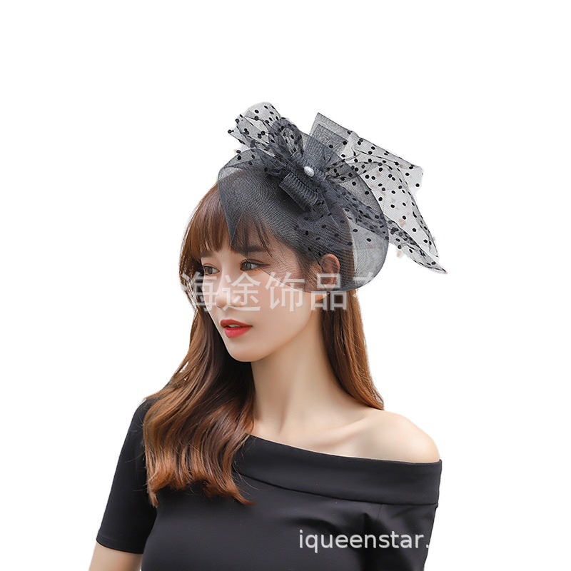 European and American horse racing festival headwear, afternoon tea hat, retro handcrafted flower, bride's wedding tulle headwear and hair accessory Item Picture