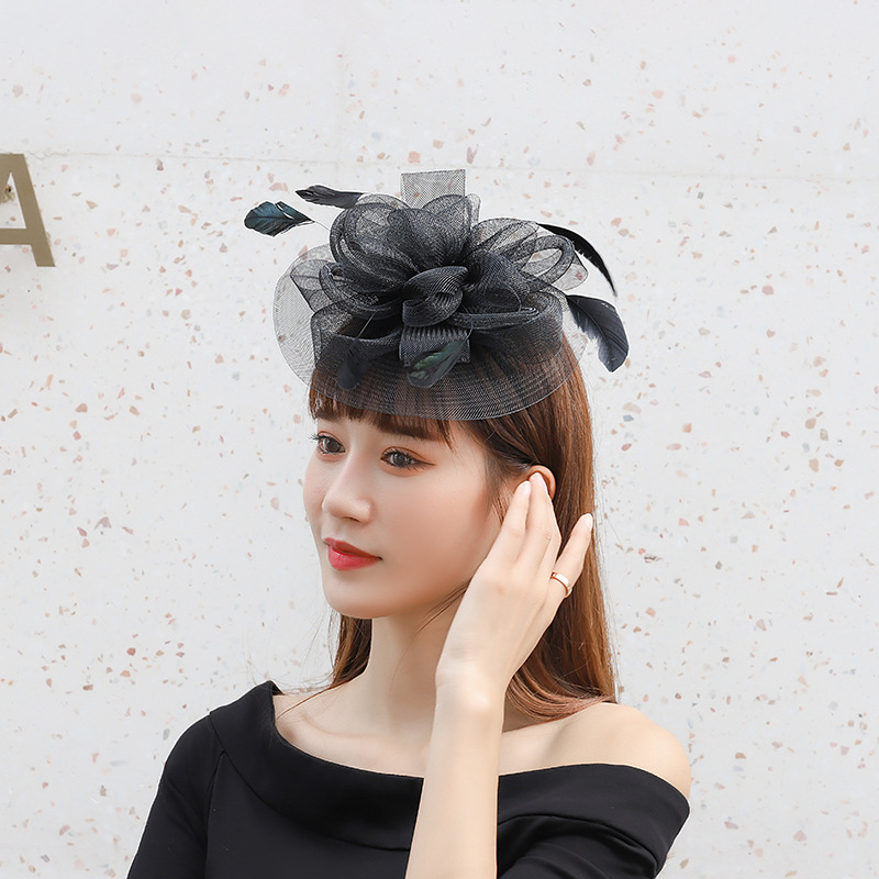 Nordic multi-color feather, flower, gauze hat, stage performance, wealthy and noble lady's headwear, shooting props, bride's hat manufacturer