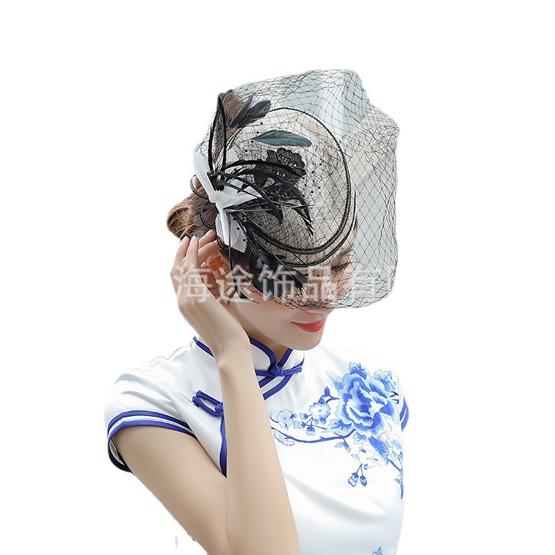 Imported linen, feather and mesh top hats for export, Amazon horse racing festival, banquet and dance party, festival paty top hats wholesale Item Picture