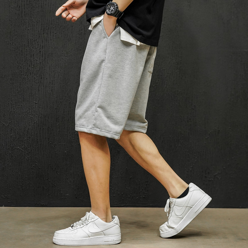 2021 Summer new collection of men's casual, simple, solid color, large-sized loose sports shorts Specification image
