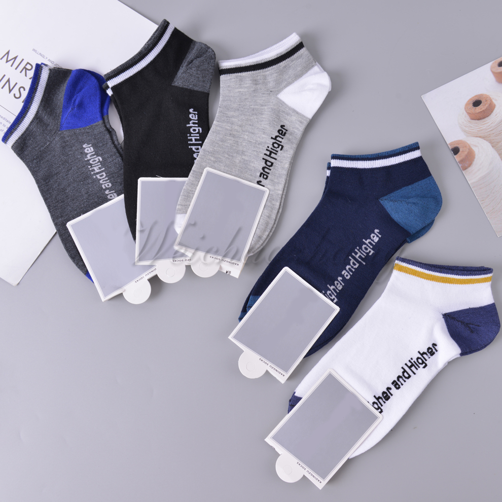 Polyester-cotton material men's summer thin shallow-mouthed boat socks, low-top, personalized sports short socks, versatile and trendy, available in multiple colors Specification image